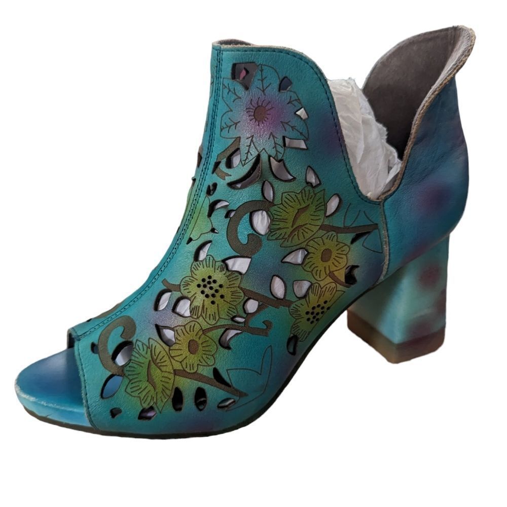 Socofy beautiful tie‎ dye floral print cutout shoes size 38 - Picture 2 of 8